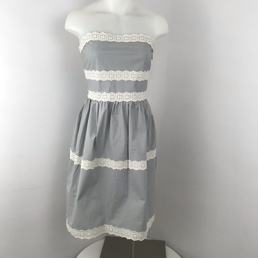 KIMCHI BLUE strapless cotton lace sundress grey M